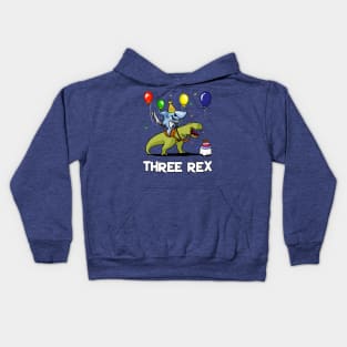 Three Rex Kids 3rd Birthday Shark Riding Dinosaur Kids Hoodie